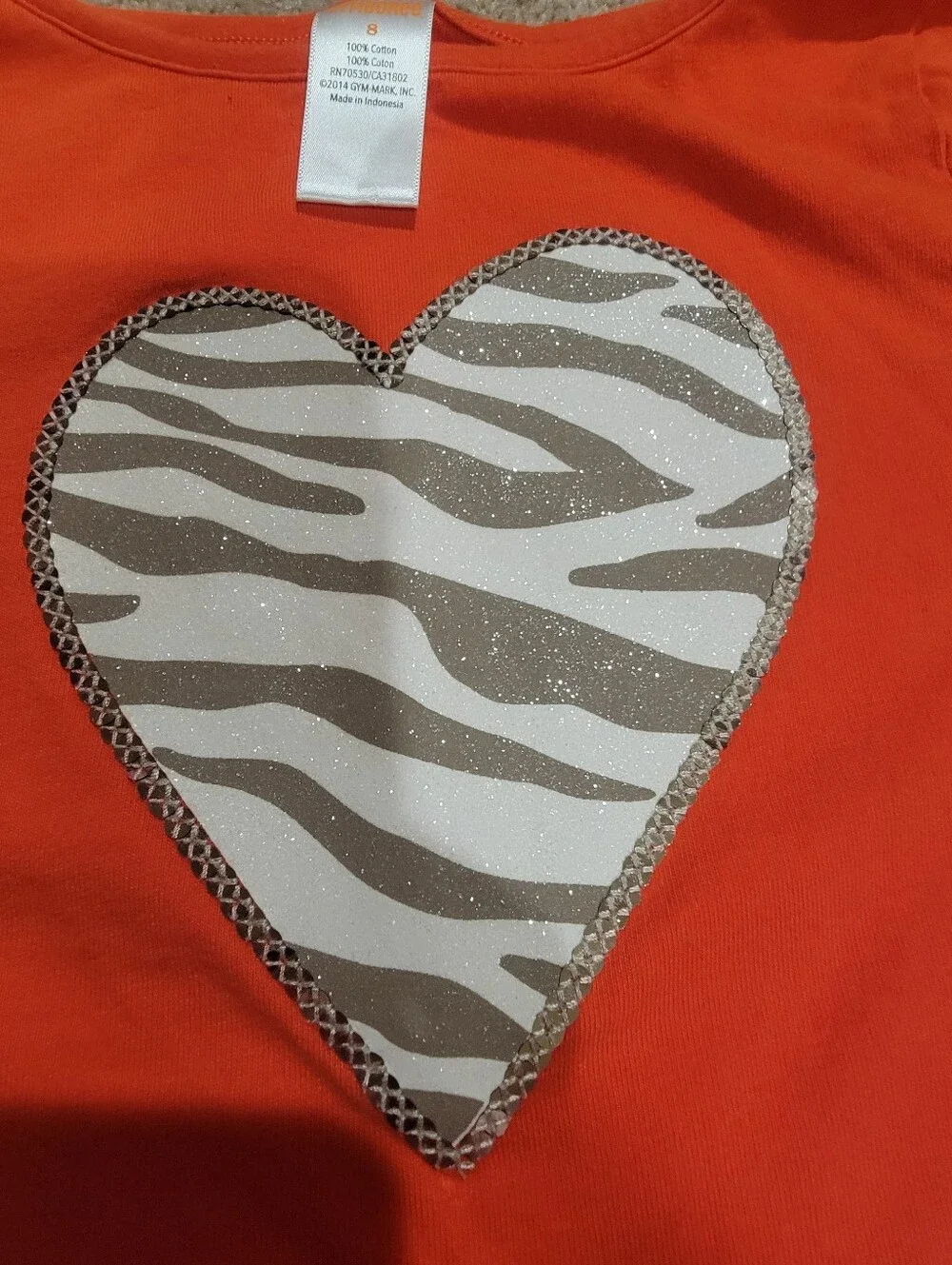 Gymboree Girls' Orange Long-Sleeve Top with Zebra Heart Accent